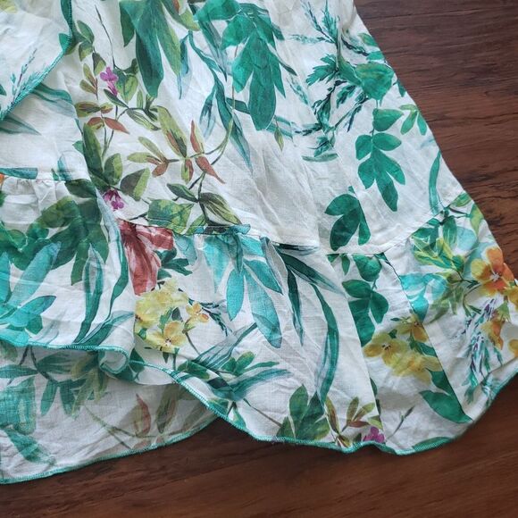 Johnny Was Floral Cream Ramie Linen Bohemian Chic Flowy Lined Maxi Skirt Size XS - Picture 3 of 6